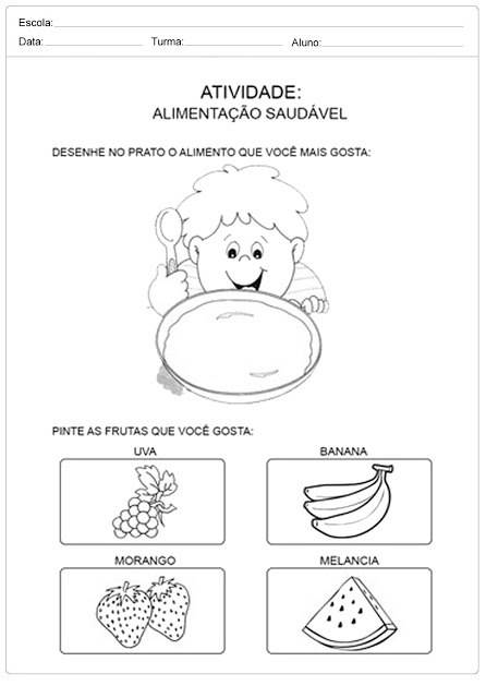 atividades sobre alimentação saudavel 3 ano fundamental